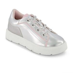 New in Box DKNY Girls Brooke‎ Glitter Lace Up Sneaker in Silver